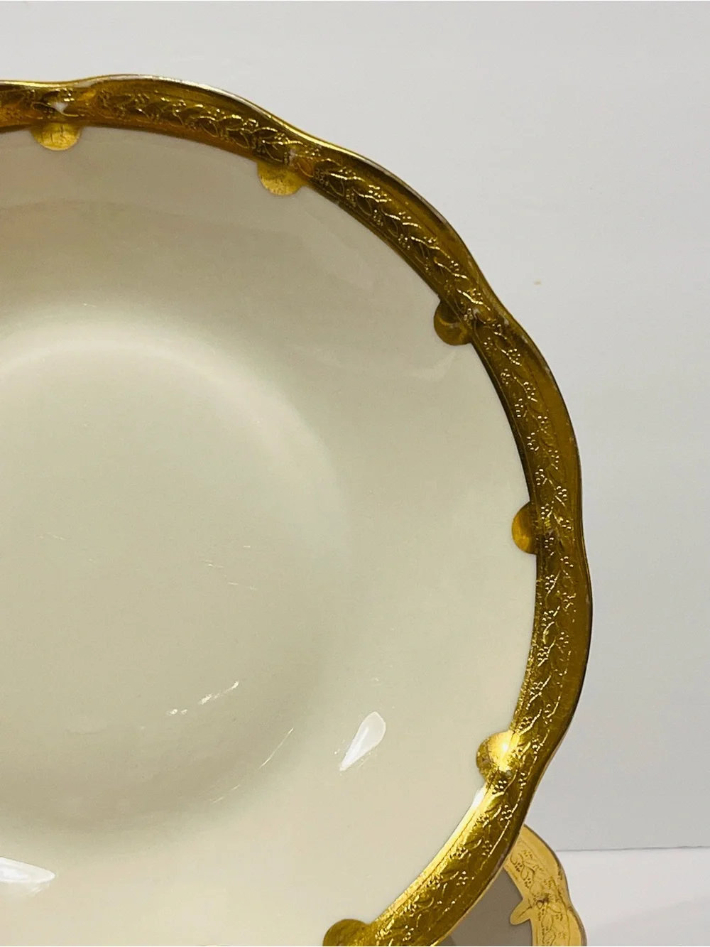 Antique Theodore Haviland New York Made in America Gold Encrusted 6 Soup Plates